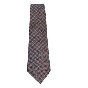 Valeriano Collection Mens Silk Tie Grey Pink Geometric Diamond Hand Made 57.5in